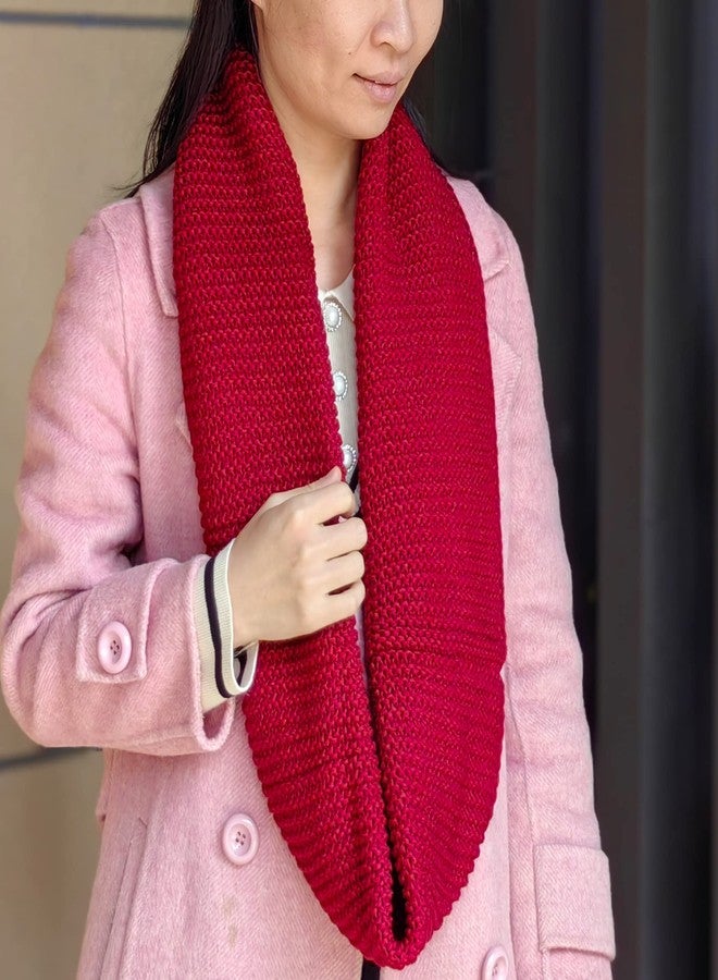 SYAYA Warm Scarf for Winter Women & Men, Knit Wool Loop Infinity Scarves Thick & Chunky Neck Warmer For Cold Weather U-SY-W57 (Burgundy) - Image 3